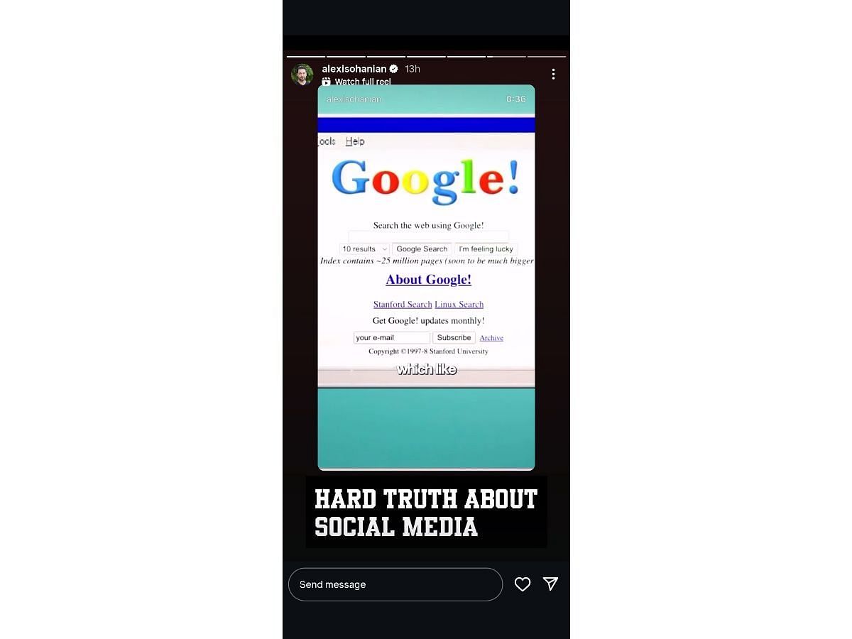 Alexis Ohanian’s Instagram story